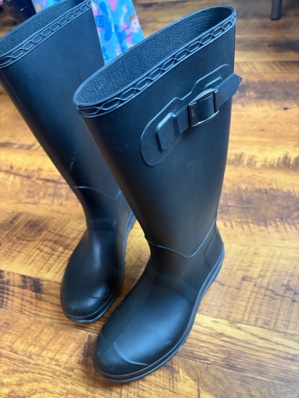 Classic Black Tall Rain Boots with Buckle Detail